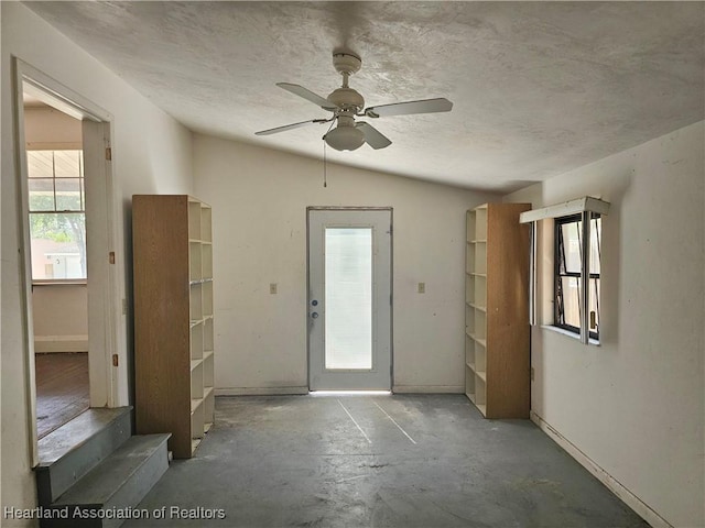 1237 Hitakee Ave, Sebring, FL 33870 - empty room featuring unfinished concrete floors, ceiling fan, a textured ceiling, and baseboards