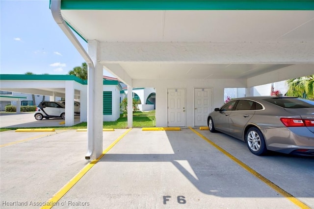 view of parking featuring a carport