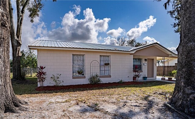 view of single story home