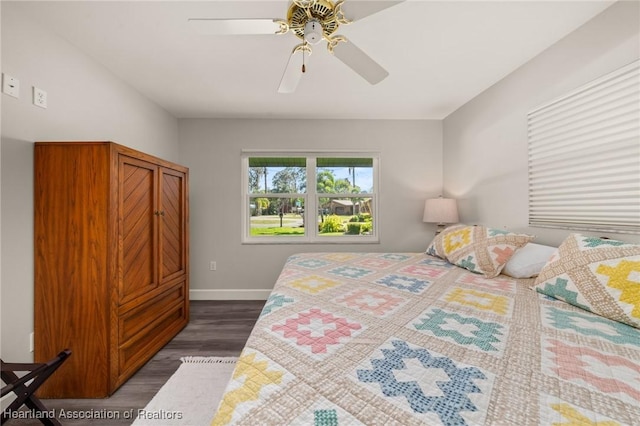 2 Chickasaw St, Lake Placid, FL 33852 - bedroom with baseboards, dark wood-style flooring, and ceiling fan