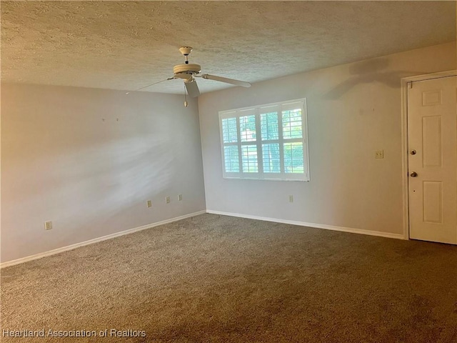 2527 Davis Cir, Sebring, FL 33870 - empty room featuring a ceiling fan, carpet flooring, baseboards, and a textured ceiling