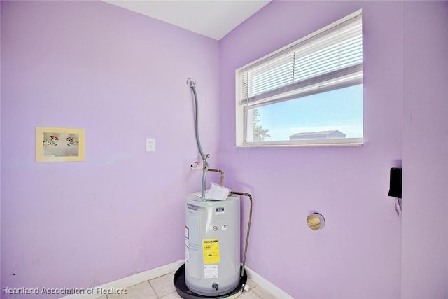 utility room with water heater