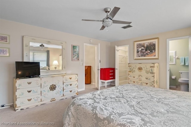 4 Rosewood Dr N, Lake Placid, FL 33852 - bedroom featuring connected bathroom, carpet floors, baseboards, and a ceiling fan