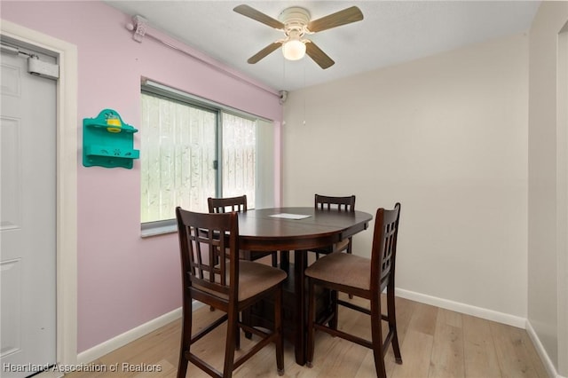 2111 Lakeview Dr Unit 1A, Sebring, FL 33870 - dining area with ceiling fan, light wood-style floors, and baseboards
