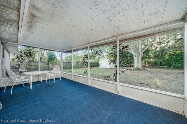 view of unfurnished sunroom