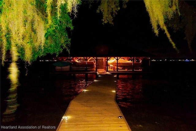 view of dock featuring a water view