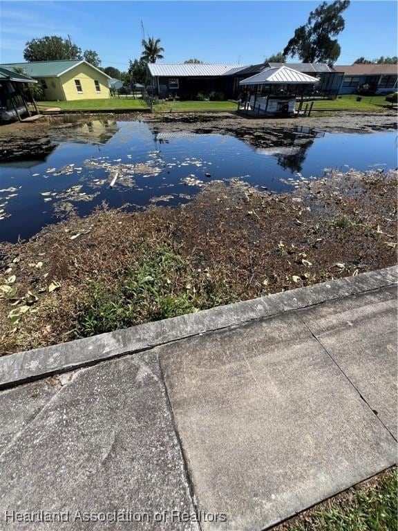 water view featuring a gazebo