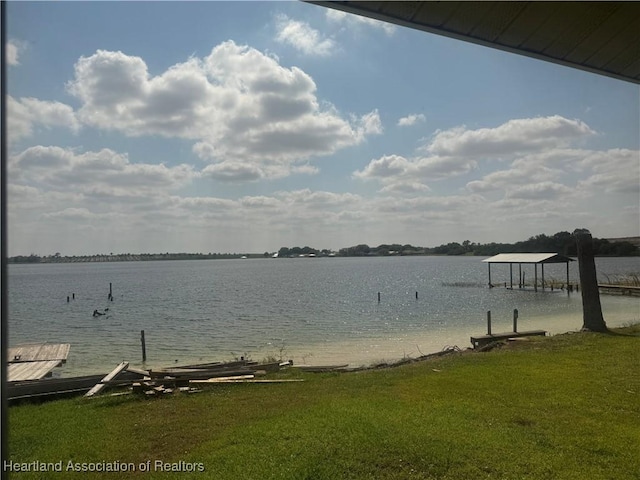 water view with a boat dock