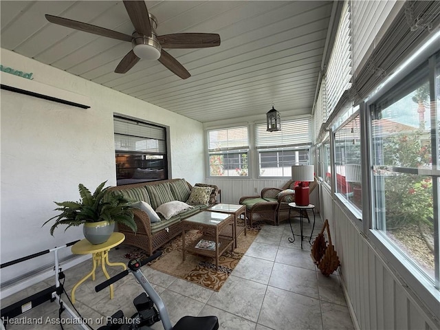 3711 Perugia Ave, Sebring, FL 33872 - sunroom / solarium with an outdoor living space, ceiling fan, and tile patterned floors