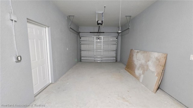 garage with a garage door opener