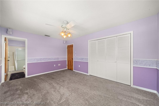 302 S Egret St, Sebring, FL 33870 - unfurnished bedroom with carpet floors, a closet, ceiling fan, and baseboards