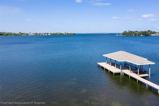 dock area featuring a water view