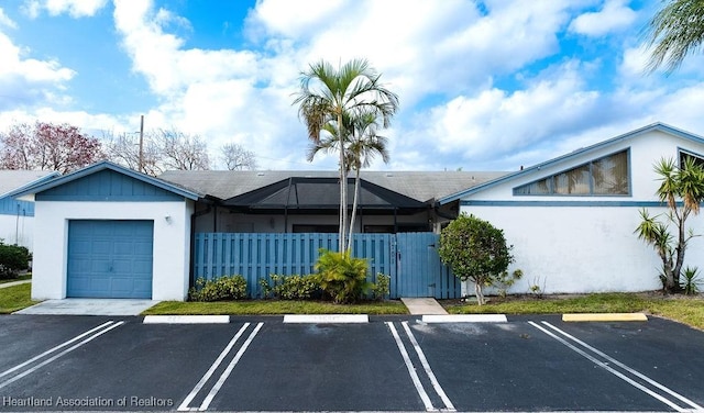 exterior space with a garage