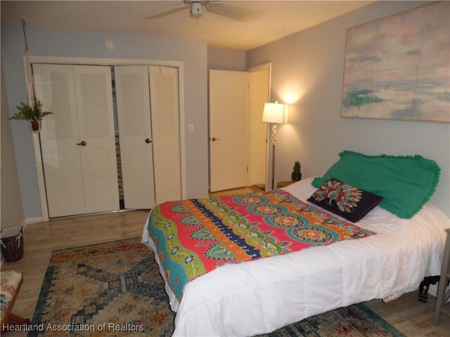 1605 Lake Clay Dr, Lake Placid, FL 33852 - bedroom featuring a closet, wood finished floors, and ceiling fan