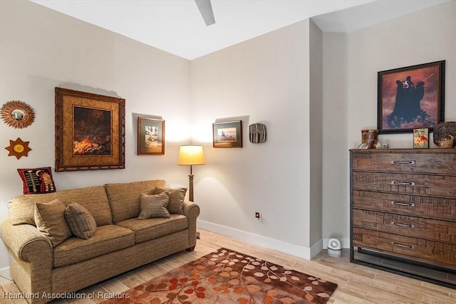 living room with light hardwood / wood-style floors