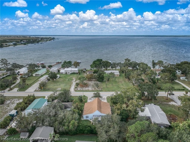 bird's eye view featuring a water view