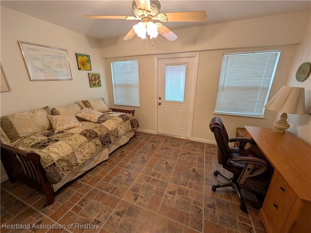 home office featuring ceiling fan