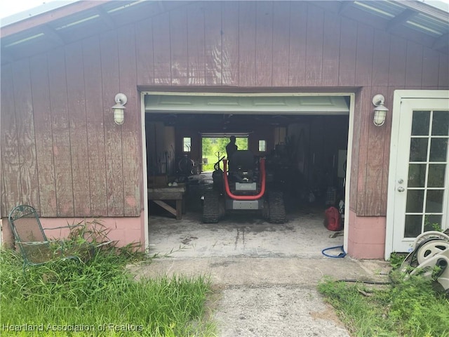 view of garage