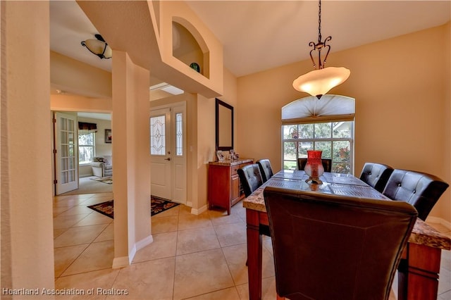 view of tiled dining space