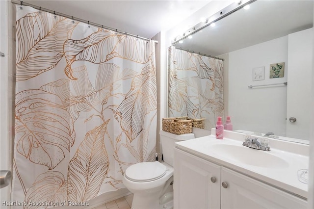 18210 Mediterranean Blvd Unit 5-20, Hialeah, FL 33015 - bathroom with toilet, vanity, tile patterned flooring, and a shower with curtain