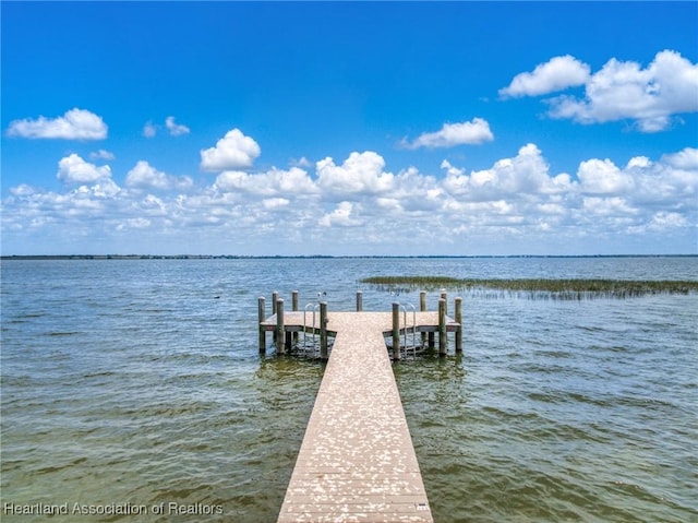view of dock featuring a water view