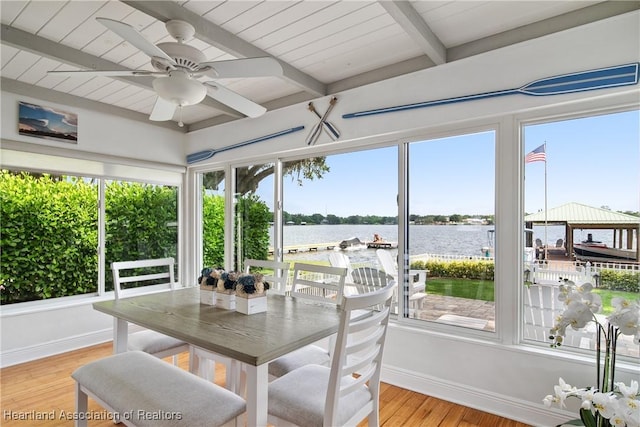 457 Lake June Rd, Lake Placid, FL 33852 - sunroom featuring beamed ceiling and a water view