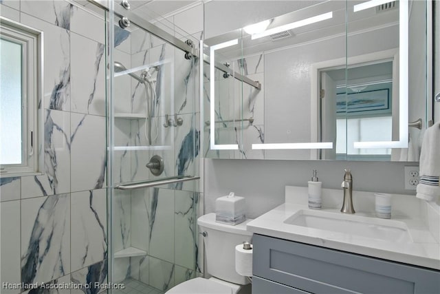 457 Lake June Rd, Lake Placid, FL 33852 - bathroom with vanity, toilet, and a marble finish shower