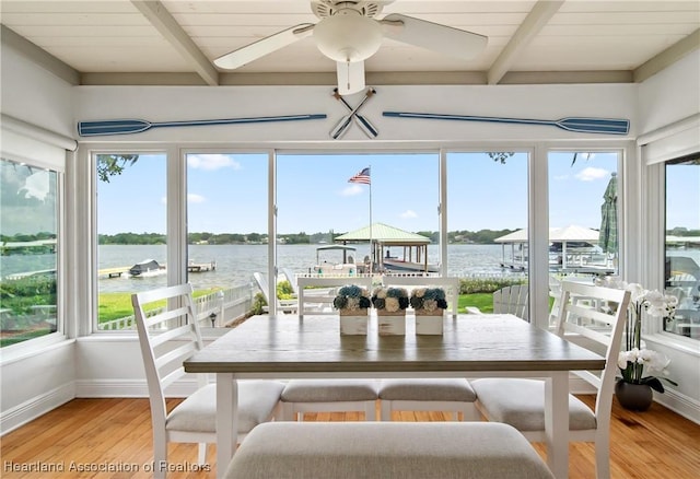 457 Lake June Rd, Lake Placid, FL 33852 - sunroom featuring beamed ceiling and a water view