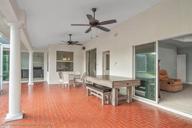 view of patio with ceiling fan