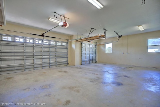 garage with a garage door opener