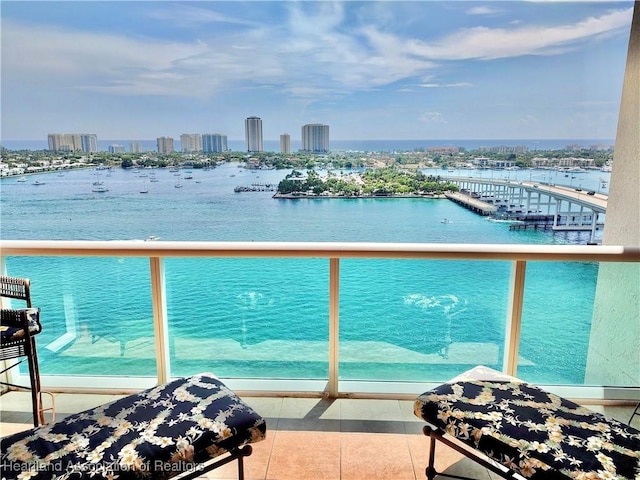 balcony with a water view