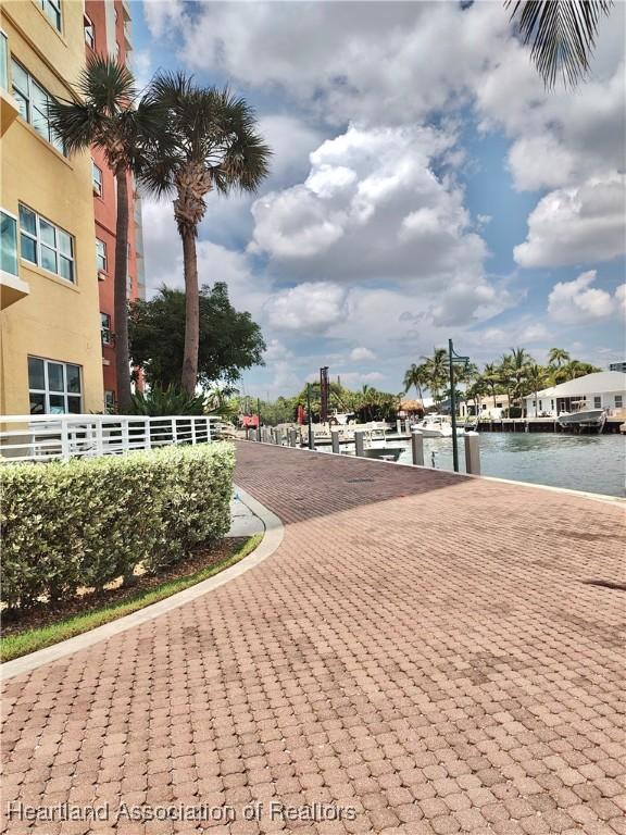 view of community featuring a water view