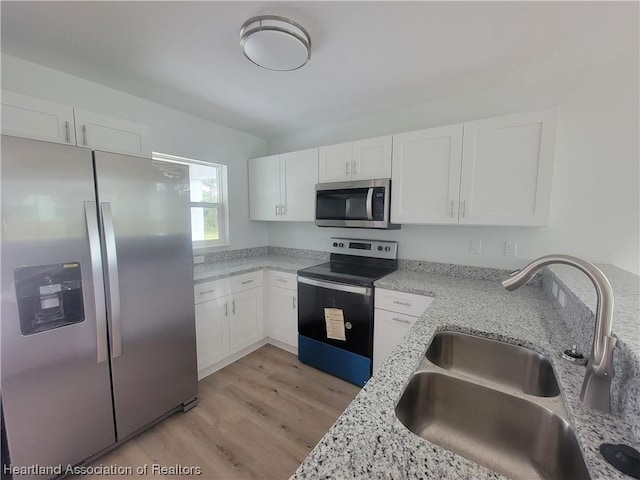 kitchen with white cabinetry, sink, and appliances with stainless steel finishes