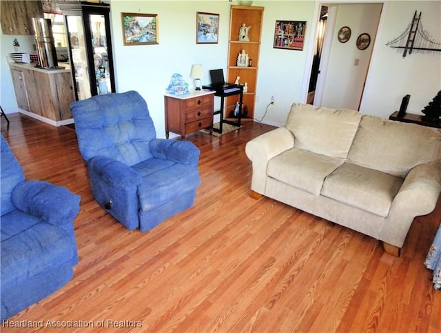 living room with hardwood / wood-style flooring