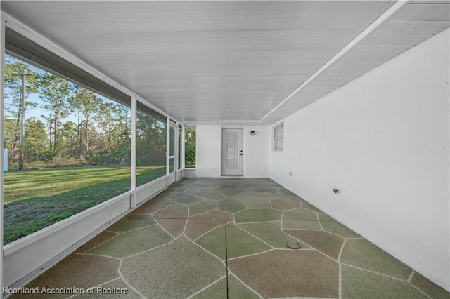 view of unfurnished sunroom