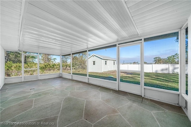 view of unfurnished sunroom