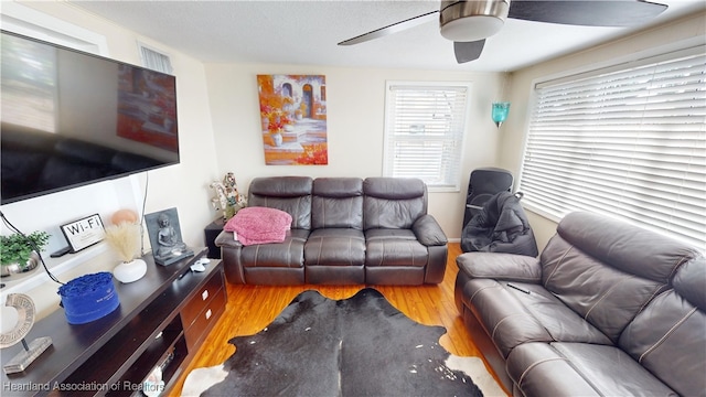 1102 W Gibson St, Arcadia, FL 34266 - living room with a ceiling fan and wood finished floors