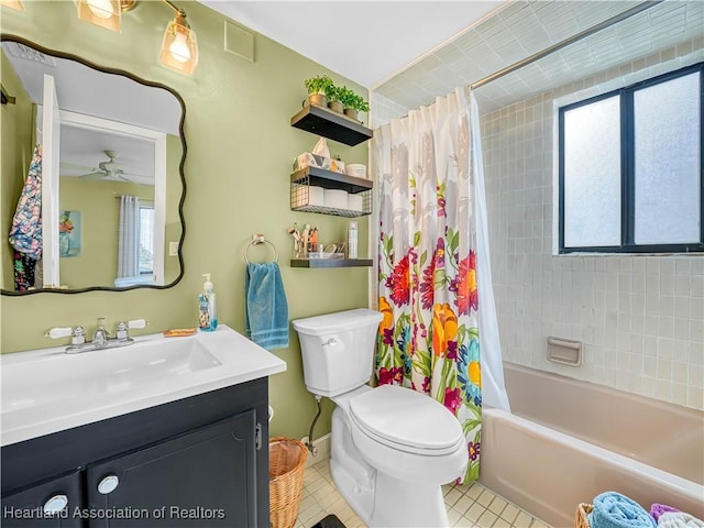 5514 Matanzas Dr, Sebring, FL 33872 - full bathroom with vanity, tile patterned flooring, shower / bath combination with curtain, and toilet