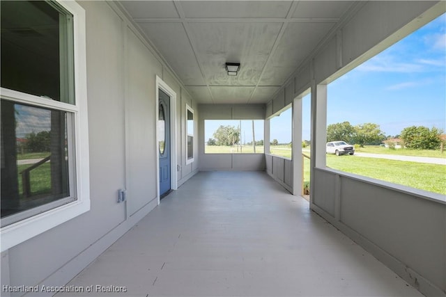 view of unfurnished sunroom