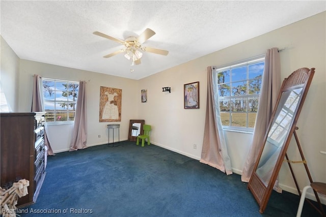 3150 Schontag Rd, Wauchula, FL 33873 - miscellaneous room with a textured ceiling, ceiling fan, carpet flooring, and baseboards