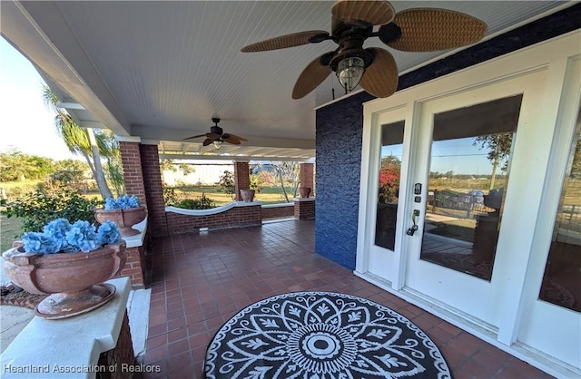 view of patio / terrace featuring a porch and ceiling fan