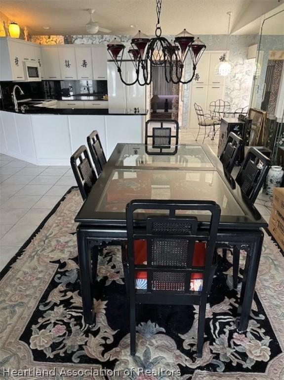 view of tiled dining space