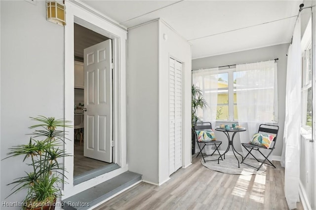 hall featuring light wood-type flooring