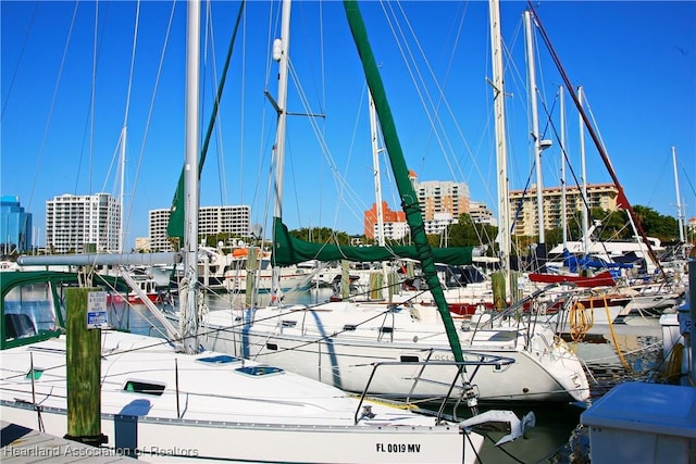 view of community featuring a boat dock