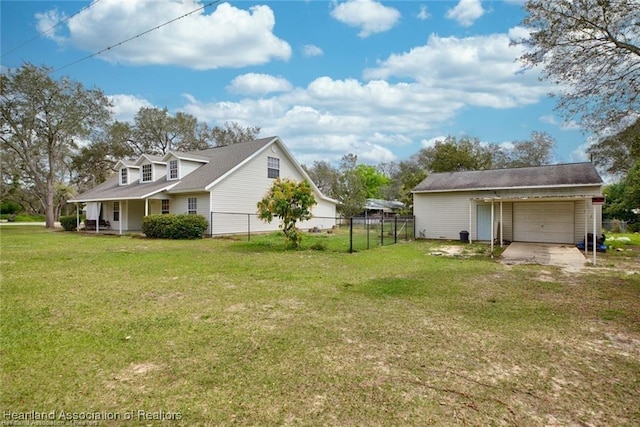 view of yard featuring a garage