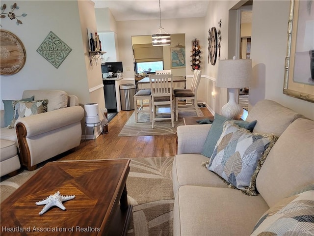 living room with hardwood / wood-style floors