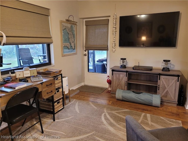 office space featuring hardwood / wood-style flooring