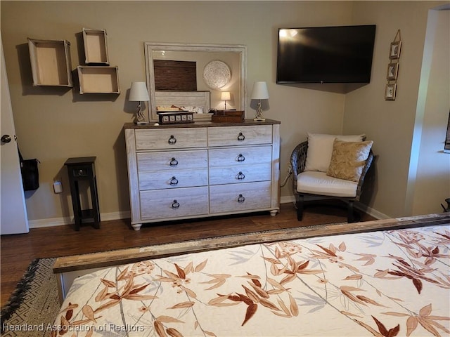 bedroom with hardwood / wood-style floors