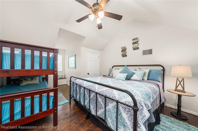 509 Bear Rd, Lake Placid, FL 33852 - bedroom with lofted ceiling, wood finished floors, baseboards, and a ceiling fan