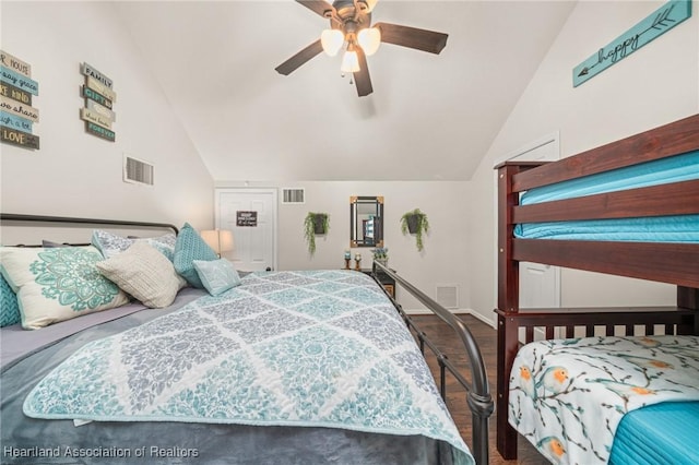 509 Bear Rd, Lake Placid, FL 33852 - bedroom featuring lofted ceiling, wood finished floors, and a ceiling fan